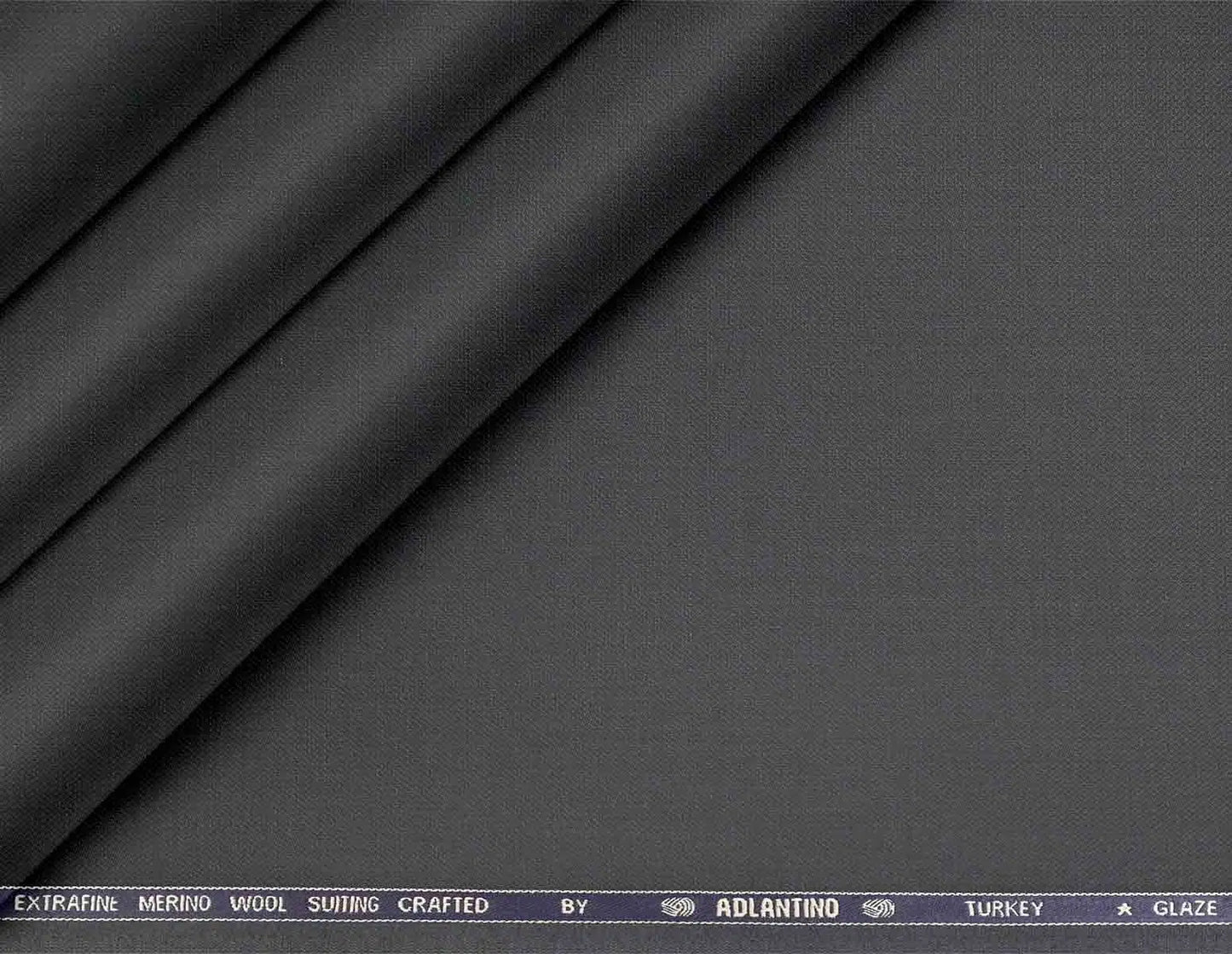 Super 130’s Extrafine Merino Wool Poly-Wool Suiting by Adlantino Glaze – Charcoal Grey Luxury for Modern Men’s Tailoring.
