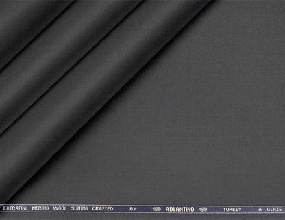 Super 130’s Extrafine Merino Wool Poly-Wool Suiting by Adlantino Glaze – Charcoal Grey Luxury for Modern Men’s Tailoring.