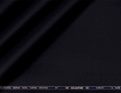 Super 130’s Extrafine Merino Wool Plain Suiting by Adlantino Turkey — Deep Midnight Indigo Poly Wool for Modern Men’s Jodhpuris, Koti, Jackets, Suits & Pants