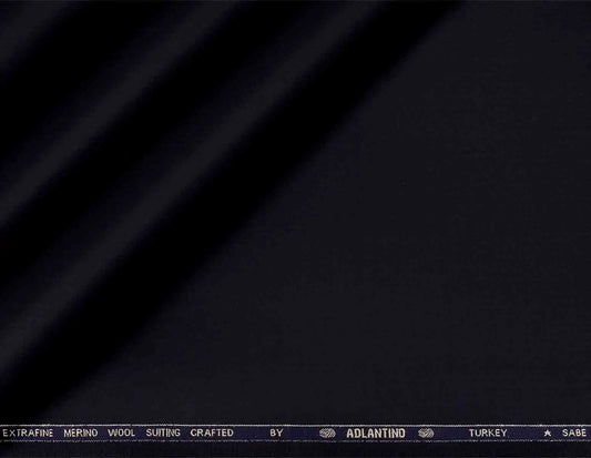 Super 130’s Extrafine Merino Wool Plain Suiting by Adlantino Turkey — Deep Midnight Indigo Poly Wool for Modern Men’s Jodhpuris, Koti, Jackets, Suits & Pants
