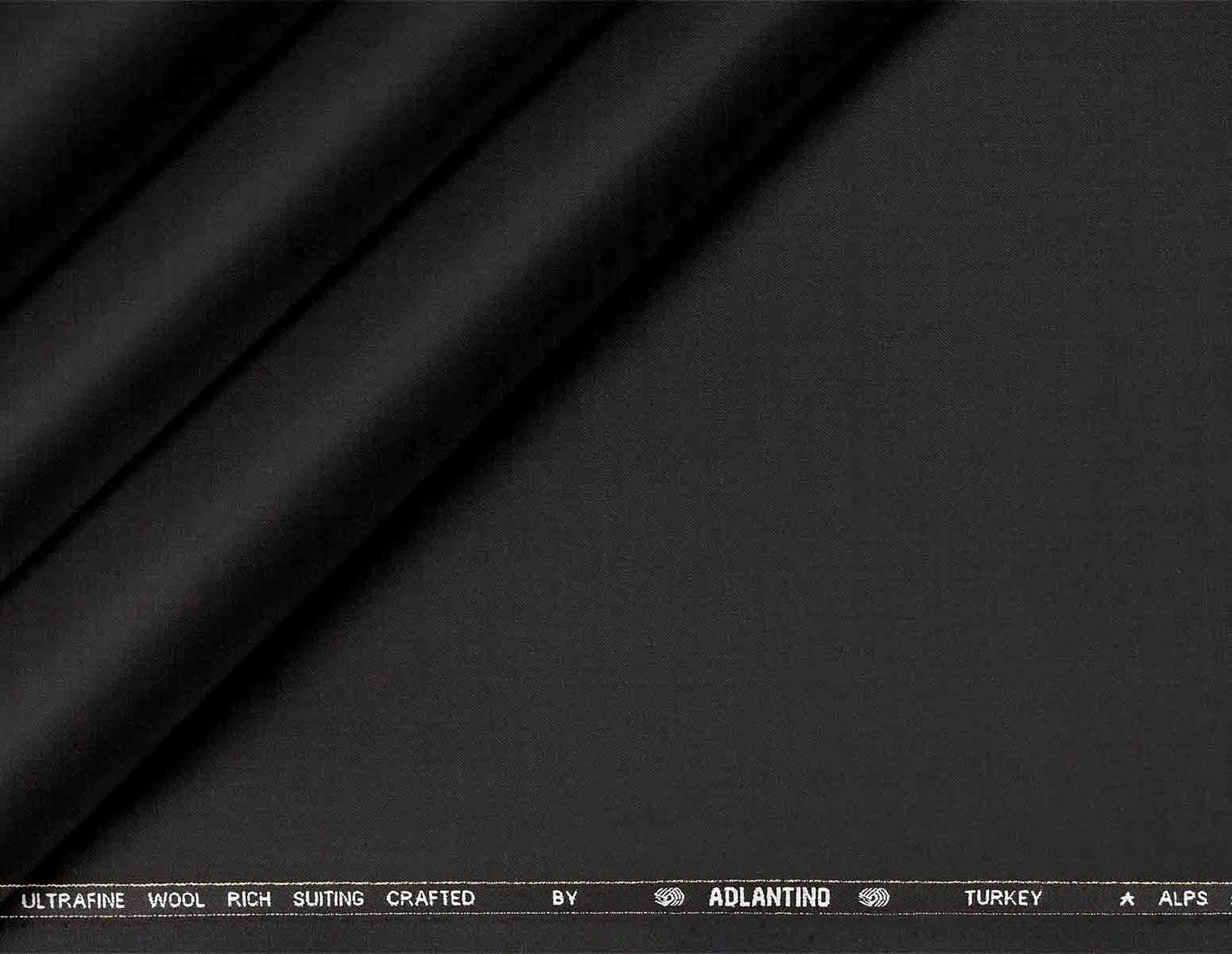 Onyx Black Super 140’s Ultrafine Wool Rich Suiting Fabric