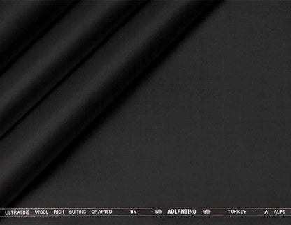 Onyx Black Super 140’s Ultrafine Wool Rich Suiting Fabric