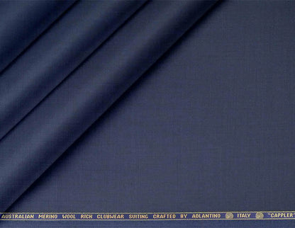 Modern Steel Blue Super 130’s Australian Merino Wool Poly Wool Suiting Fabric