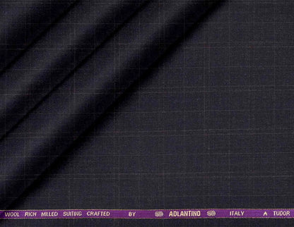 Super 130's Wool-Rich Poly Wool Suiting by Adlantino Italy Tudor – Navy Checks Micro Structure