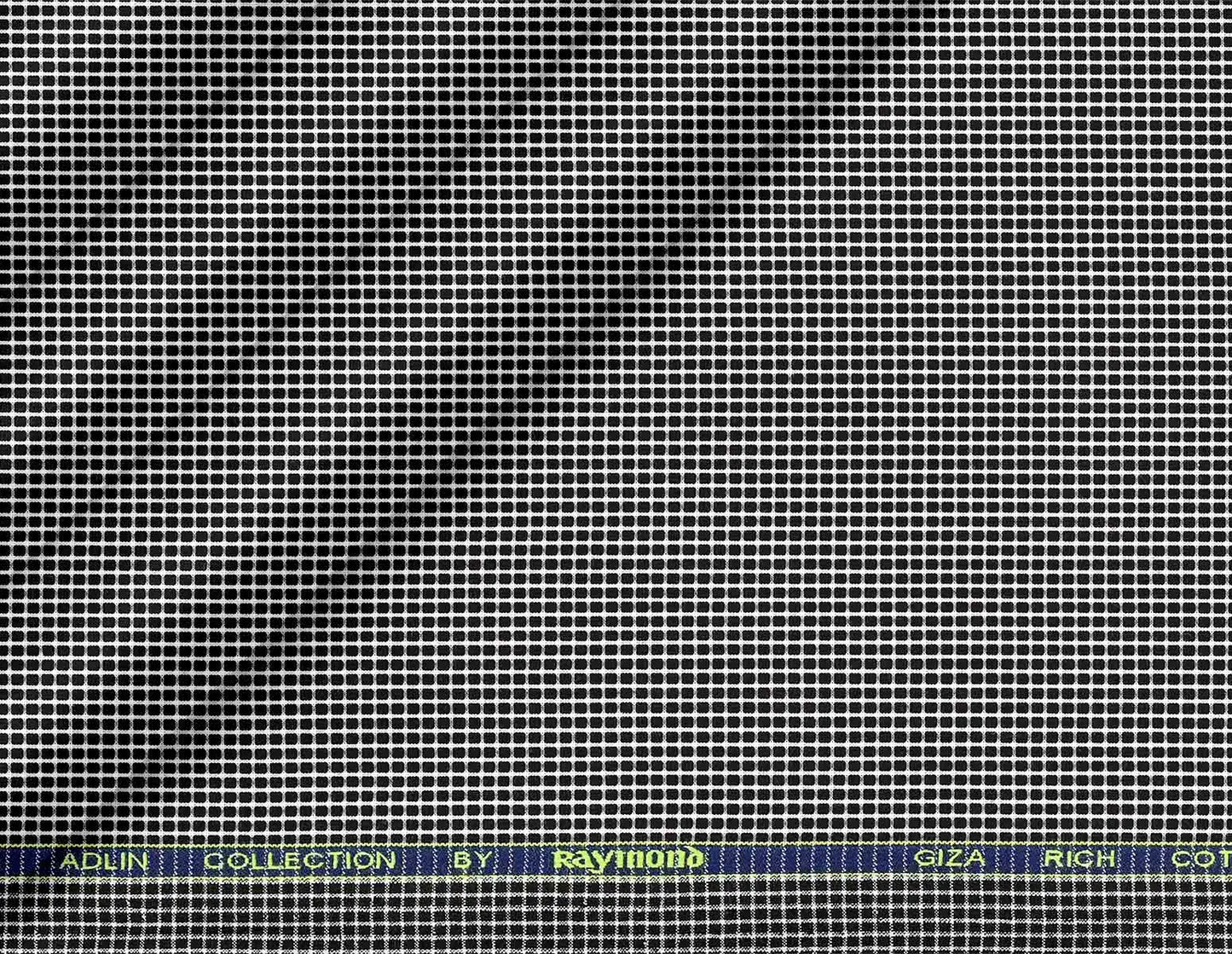 Black & White Micro-Check Giza Cotton Shirting Fabric