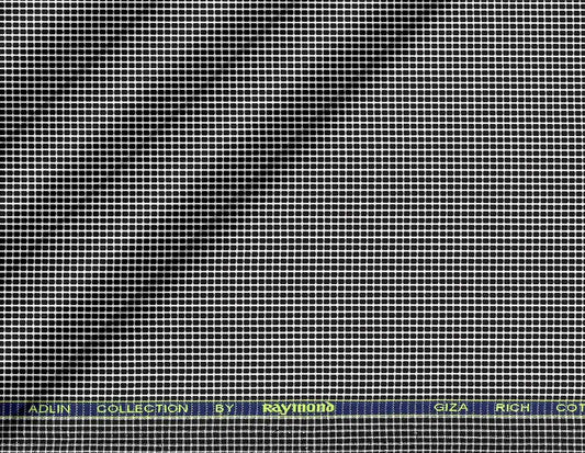 Black & White Micro-Check Giza Cotton Shirting Fabric