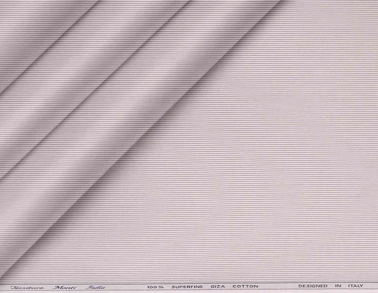Taupe Grey Lining Micro Structure Superfine Giza Cotton by Tessitura Monti