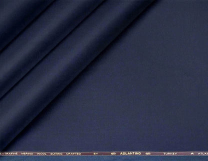 Super 100’s Extrafine Merino Wool Poly-Wool Suiting – Navy Blue Classic Tailoring Fabric for Modern Men.