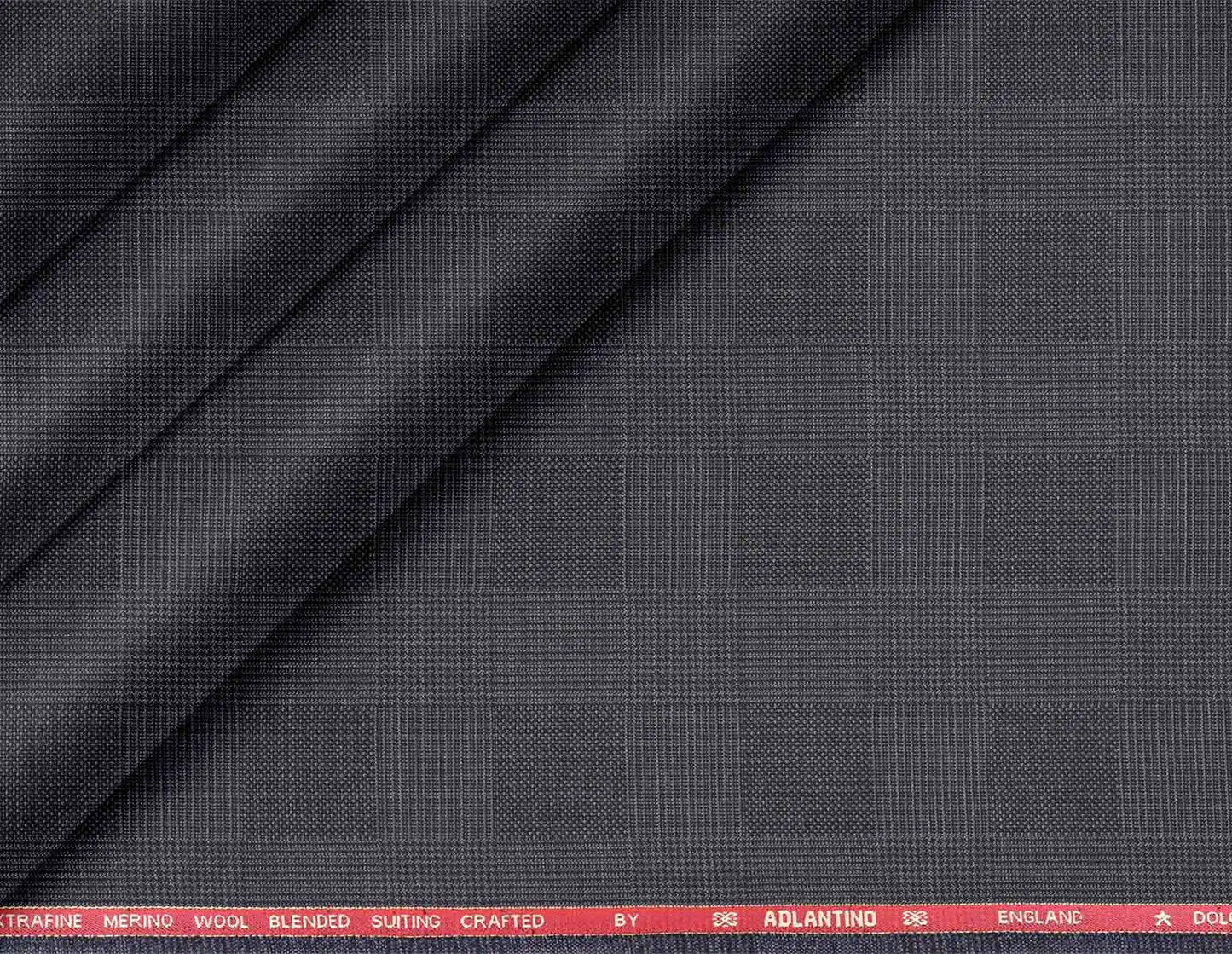 Graphite Check Poly Wool Super 90’s Extrafine Merino Wool Blended Suiting