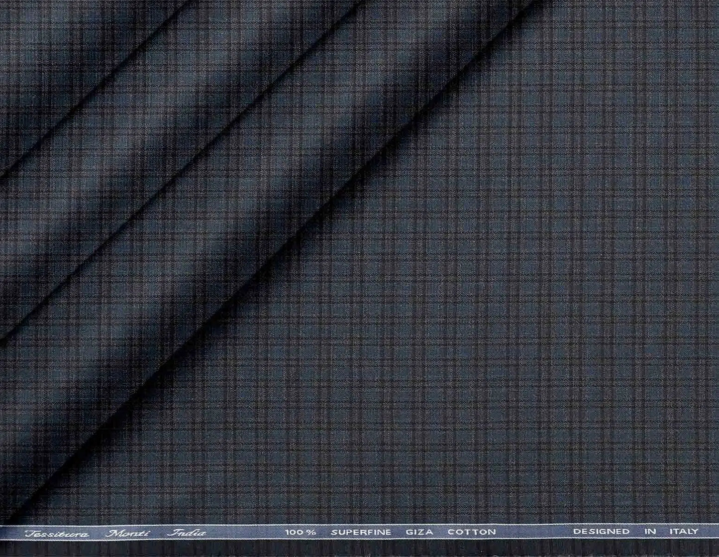 Tessitura Monti India 100% Superfine Giza Cotton – Navy Charcoal Micro Check
