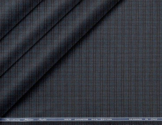 Tessitura Monti India 100% Superfine Giza Cotton – Navy Charcoal Micro Check