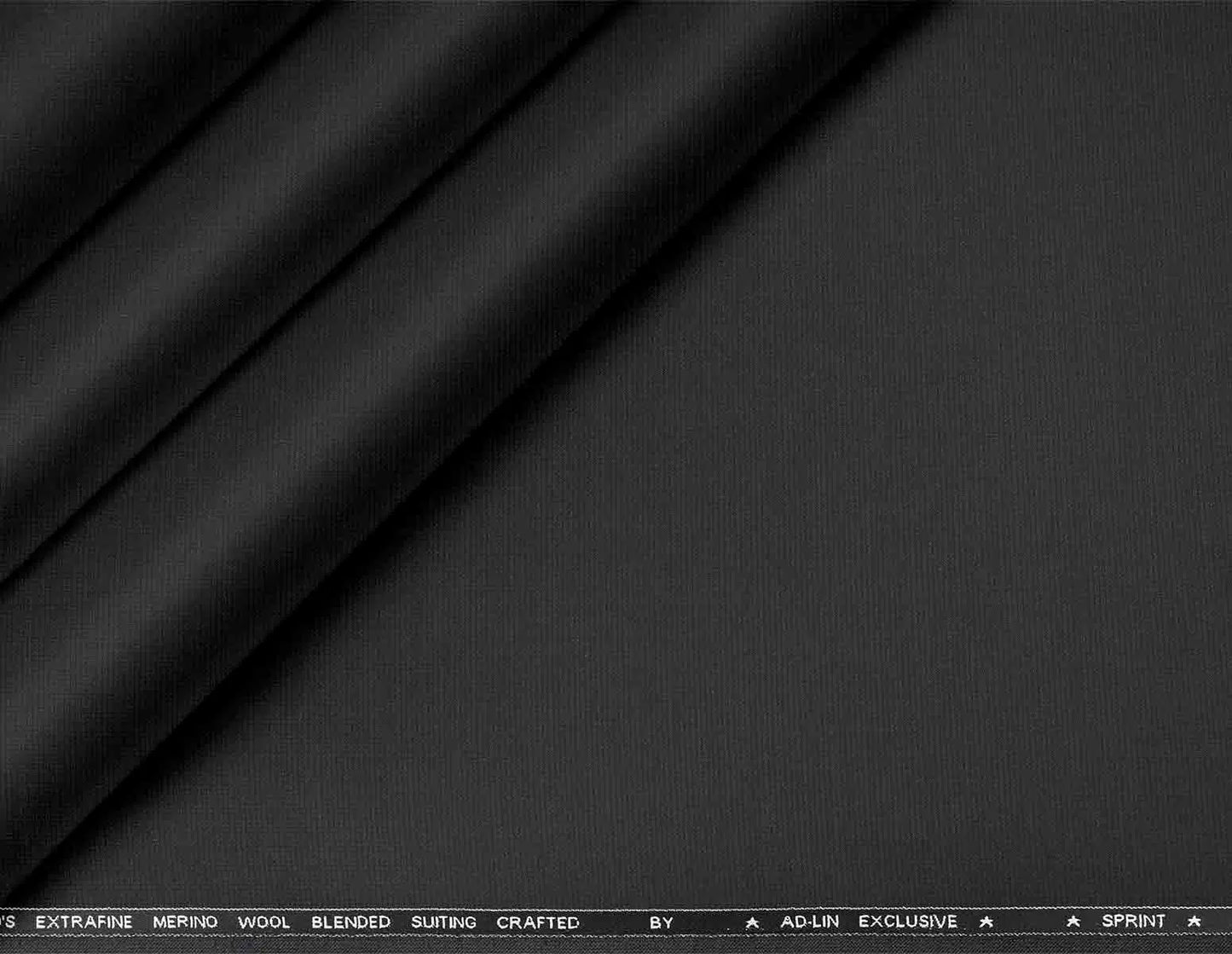 Charcoal Black Super 90’s Extrafine Merino Poly Wool Micro Checks Suiting Fabric for Modern Menswear