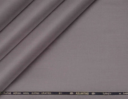Super 130’s Extrafine Merino Wool Plain Suiting by Adlantino Turkey — Stone Grey Poly Wool for Modern Men’s Jodhpuris, Koti, Jackets, Suits & Pants