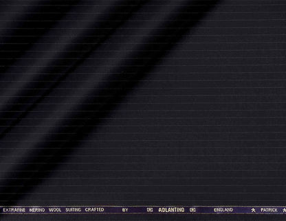 "Patrick Super 120’s Extrafine Merino Wool Plain Black Suiting by Adlantino"