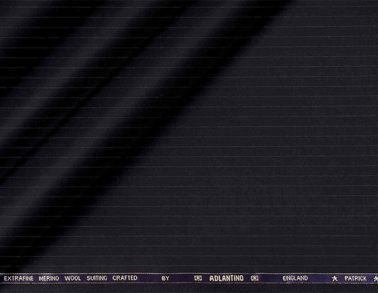 "Patrick Super 120’s Extrafine Merino Wool Plain Black Suiting by Adlantino"