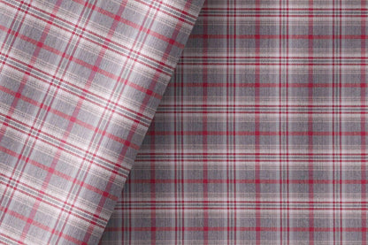 Grey and Wine Tartan Giza Rich Cotton Shirting Fabric by Raymond Melange Retro Adlin Collection