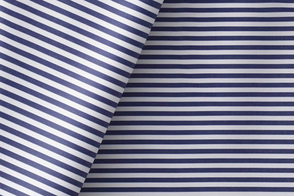 Super Ply 120’s Tessitura Monti India 100% Superfine Giza Cotton – Navy White Horizontal Stripe