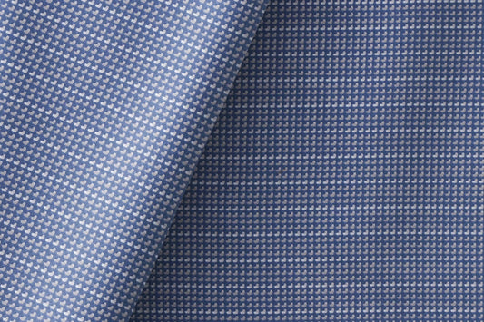 Tessitura Monti India 100% Superfine Giza Cotton – Charcoal Blue Dobby Micro Dots