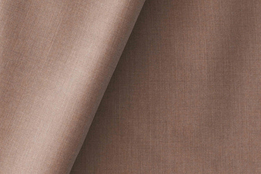 Modern Taupe Brown Extrafine Merino Poly-Wool Suiting Fabric