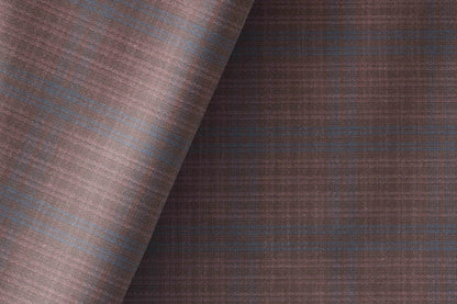 Wine Check Poly Wool Super 90’s Extrafine Merino Wool Blended Suiting