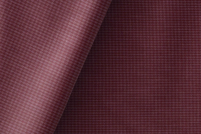 Super 90’s Adlantino Burgundy Micro-Check Poly Wool Suiting Fabric for Jodhpuris, Koti, Jackets, Suits & Pants