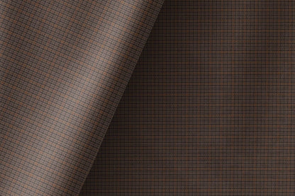 Super 90’s Adlantino Chocolate Micro-Check Poly Wool Suiting Fabric for Jodhpuris, Koti, Jackets, Suits & Pants.