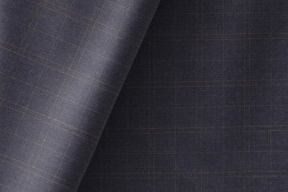 Super 130's Wool-Rich Poly Wool Suiting by Adlantino Italy Tudor – Navy Checks Micro Structure