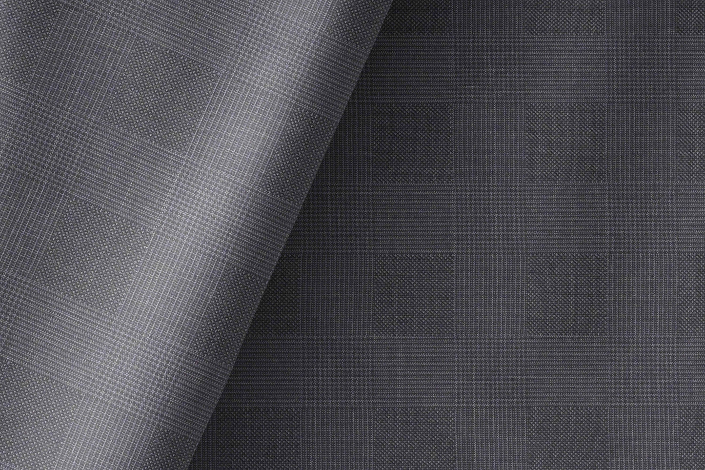 Graphite Check Poly Wool Super 90’s Extrafine Merino Wool Blended Suiting