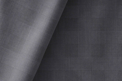 Graphite Check Poly Wool Super 90’s Extrafine Merino Wool Blended Suiting