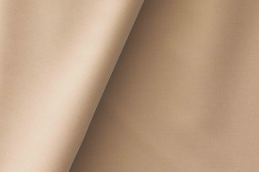 Super 130’s Extrafine Merino Wool Poly-Wool Suiting by Adlantino – Camel Beige Distinction for Contemporary Menswear.