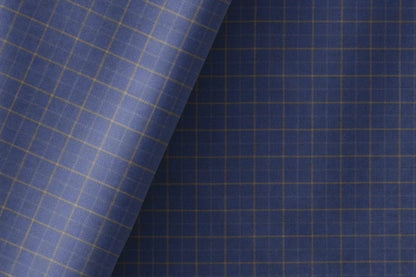 Ross Adlin Collection by Raymond Giza Rich Cotton – Royal Navy Ochre Micro Check
