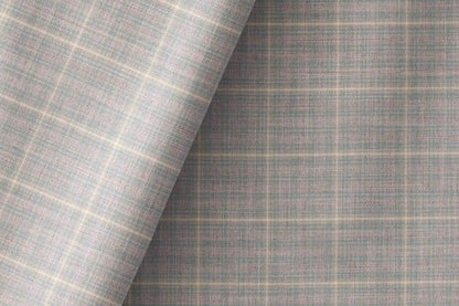 Soft Grey Melange Check Giza Rich Cotton Shirting Fabric by Raymond Melange Retro Adlin Collection