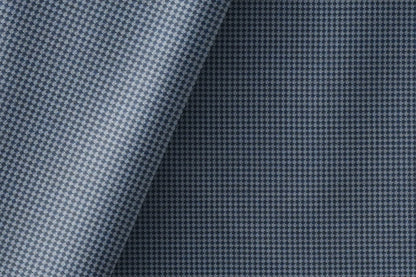 Super 90’s Extrafine Merino Wool Poly-Wool Micro Checks Suiting – Blue Adlantino England Collection
