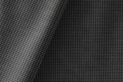 Super 90’s Adlantino Charcoal Micro-Check Poly Wool Suiting Fabric for Jodhpuris, Koti, Jackets, Suits & Pants