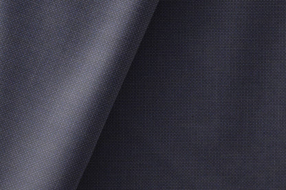 Super 90’s Extrafine Merino Wool Blended Suiting Fabric, Deep Navy Basket Weave, Crafted by Adlantino England