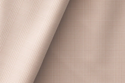 Poly Wool Glen Plaid Fabric – 55% Extrafine Polyester & 45% Merino Wool, Beige, Exclusive