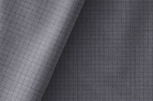 Celebs Poly-Wool Blend: 55% Extrafine Polyester, 45% Merino Wool in Graphite Grey Micro Checks Weave for Modern Menswear