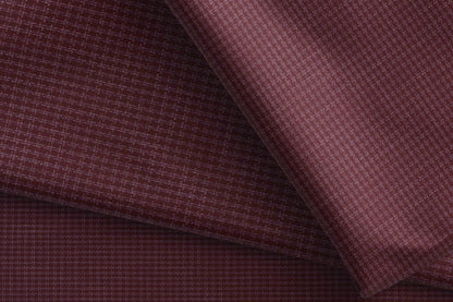 Super 90’s Adlantino Burgundy Micro-Check Poly Wool Suiting Fabric for Jodhpuris, Koti, Jackets, Suits & Pants