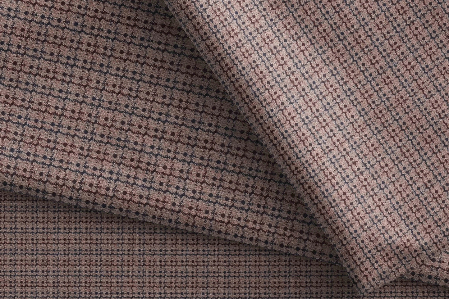 Super 90’s Extrafine Merino Wool Blended Suiting Fabric, Beige and Brown Multi-Grid Micro-Check, Crafted by Adlantino England