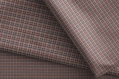 Super 90’s Extrafine Merino Wool Blended Suiting Fabric, Beige and Brown Multi-Grid Micro-Check, Crafted by Adlantino England