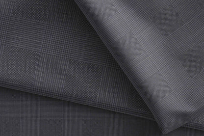 Graphite Check Poly Wool Super 90’s Extrafine Merino Wool Blended Suiting