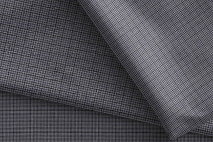 Celebs Poly-Wool Blend: 55% Extrafine Polyester, 45% Merino Wool in Graphite Grey Micro Checks Weave for Modern Menswear