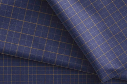 Ross Adlin Collection by Raymond – Giza Rich Cotton Navy Check Shirting Fabric