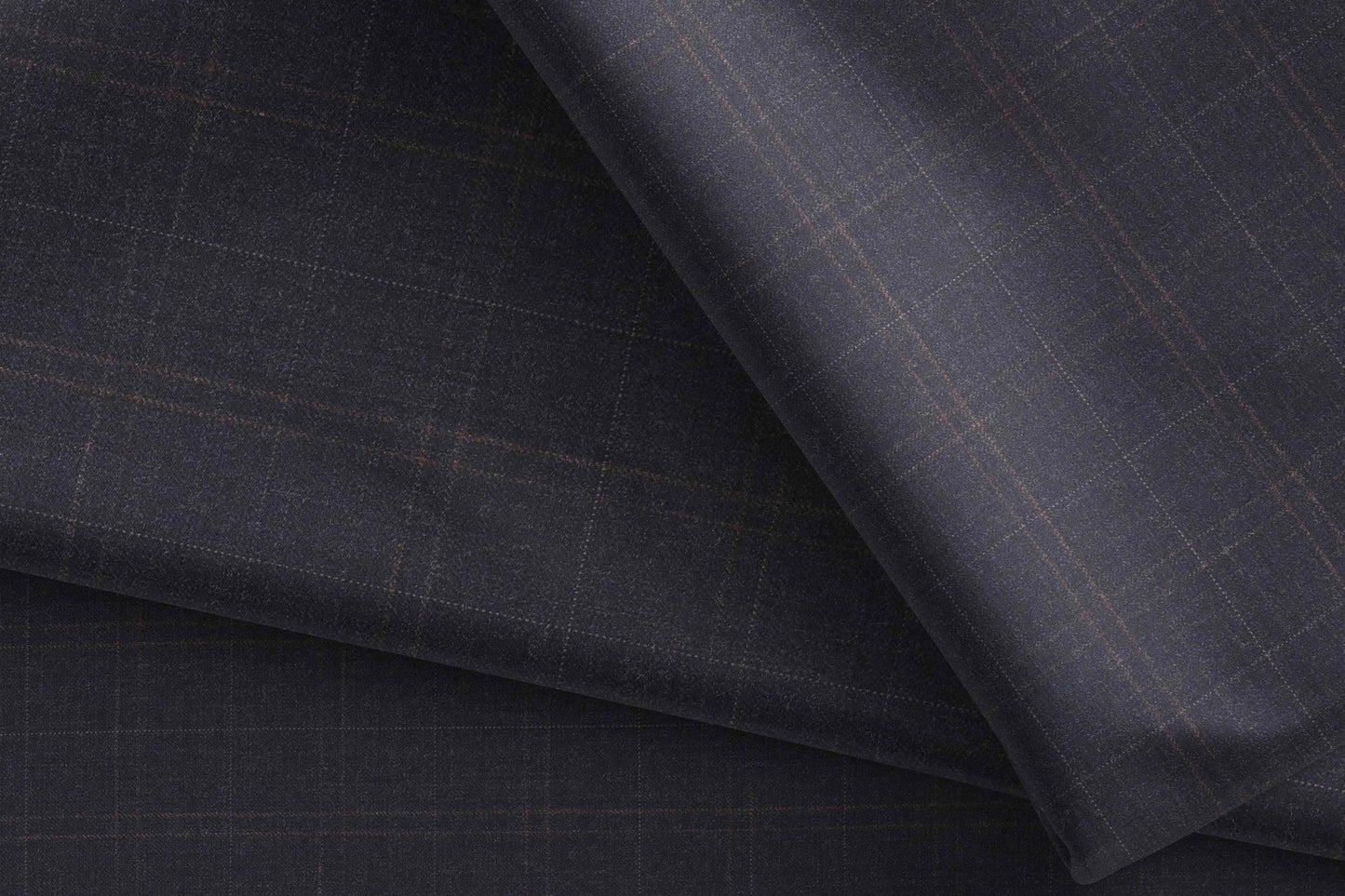 Super 130's Wool-Rich Poly Wool Suiting by Adlantino Italy Tudor – Navy Checks Micro Structure