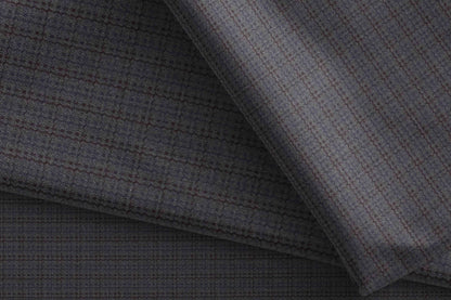 Super 90’s Extrafine Merino Wool Blended Suiting Fabric, Slate Grey and Charcoal Micro-Check, Crafted by Adlantino England