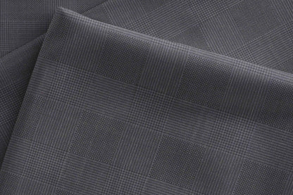 Graphite Check Poly Wool Super 90’s Extrafine Merino Wool Blended Suiting