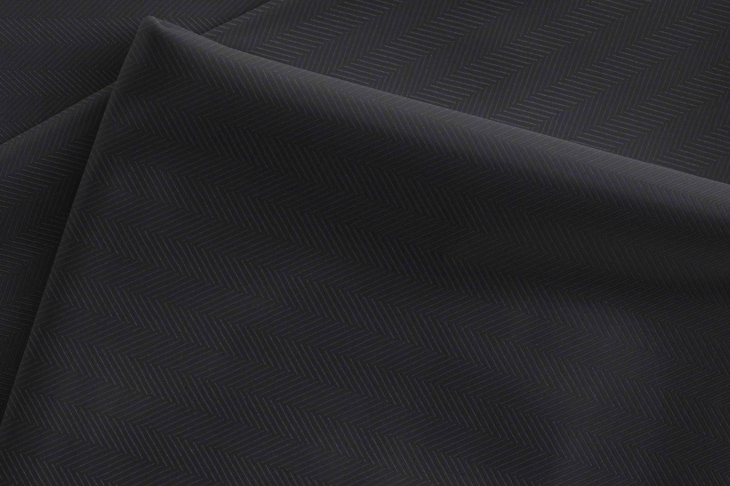 Black Super 140’s Ceremonial Merino Wool Micro Herringbone Suiting Fabric by Adlantino Italy.
