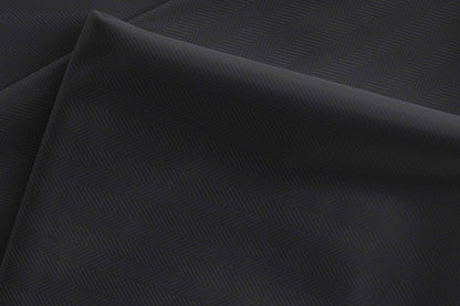 Black Super 140’s Ceremonial Merino Wool Micro Herringbone Suiting Fabric by Adlantino Italy.