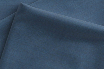 Adlantino Super 90’s Extrafine Merino Poly Wool Steel Blue Plain Micro Suiting Fabric for Jodhpuris, Jackets, Suits & Trousers
