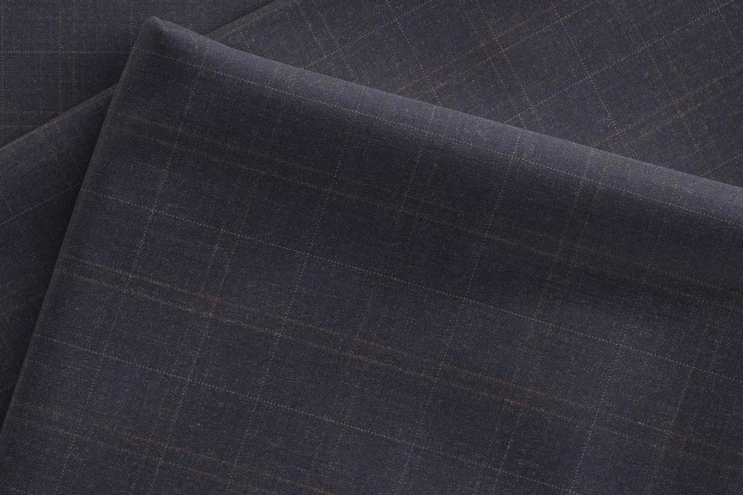 Super 130's Wool-Rich Poly Wool Suiting by Adlantino Italy Tudor – Navy Checks Micro Structure